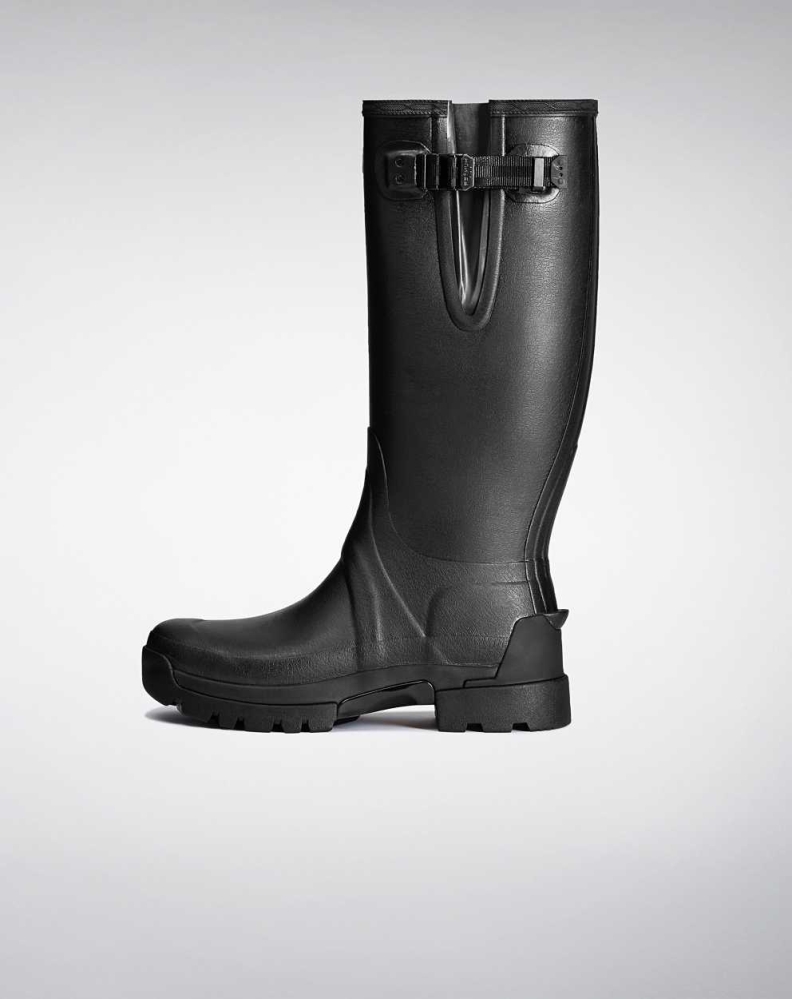 Hunter Balmoral Adjustable 3mm Neoprene Wellington Uzun Yağmur Çizmesi Erkek Siyah | 250794-ATO
