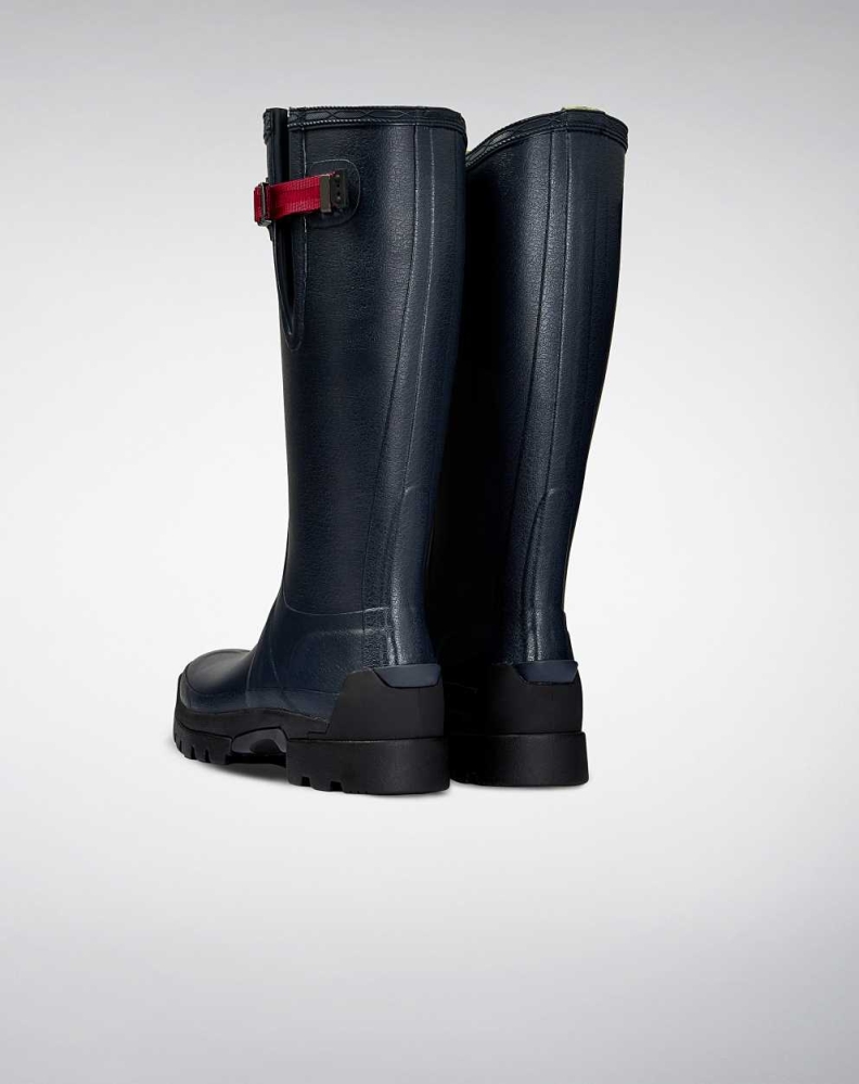 Hunter Balmoral Side 3mm Neoprene Wellington Kısa Yağmur Çizmesi Kadın Lacivert | 604271-ILR