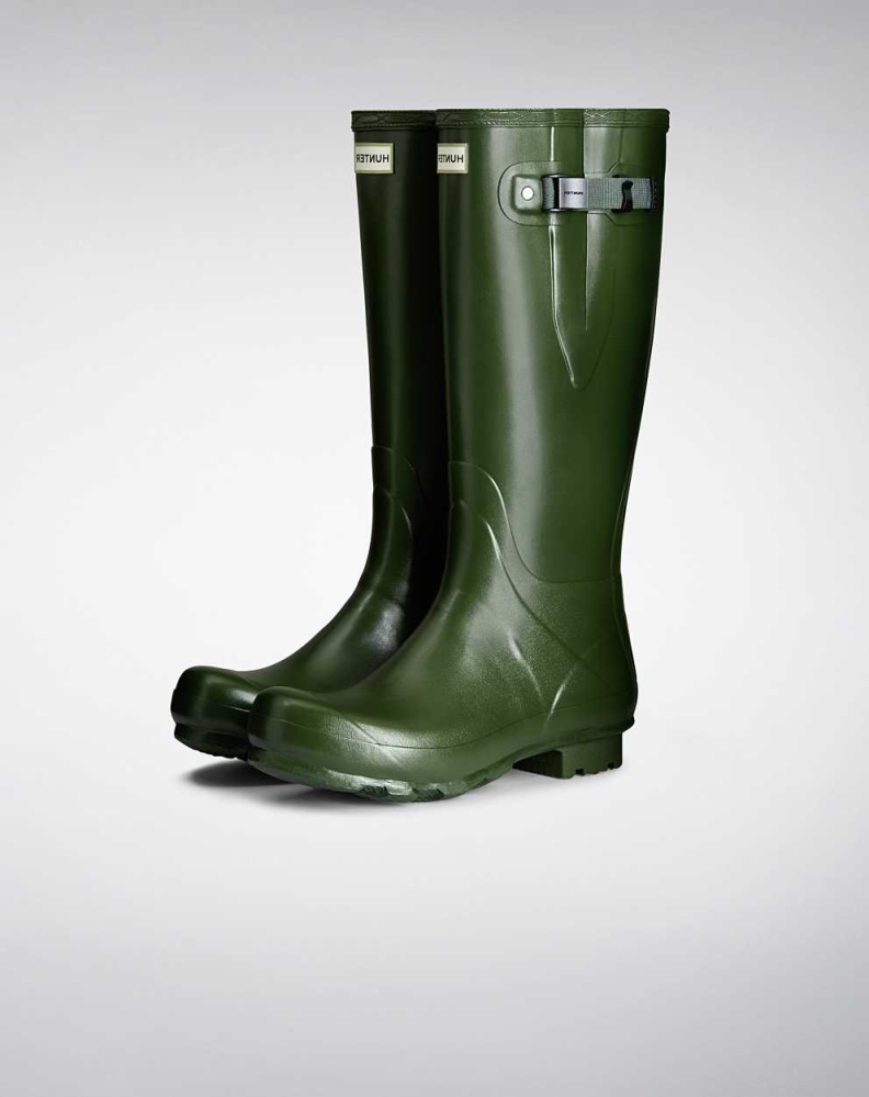 Hunter Norris Field Side Adjustable Wellington Uzun Yağmur Çizmesi Erkek Yeşil | 140896-FZK