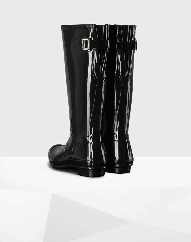 Hunter Original Back Gloss Wellington Uzun Yağmur Çizmesi Kadın Siyah | 165794-TQZ