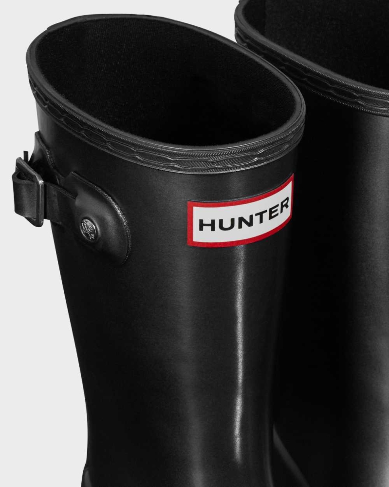 Hunter Original Big Pearlized Wellington Kısa Yağmur Çizmesi Çocuk Siyah | 349712-FUE
