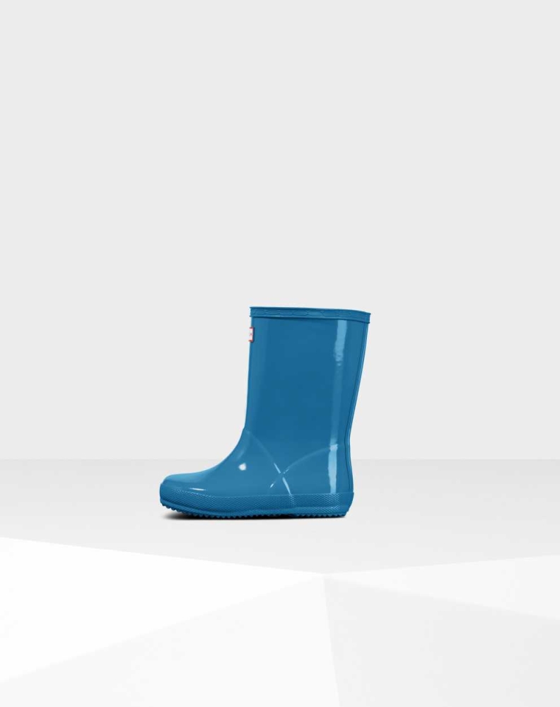 Hunter Original First Klasik Gloss Wellington Kısa Yağmur Çizmesi Çocuk Mavi | 083571-VWO
