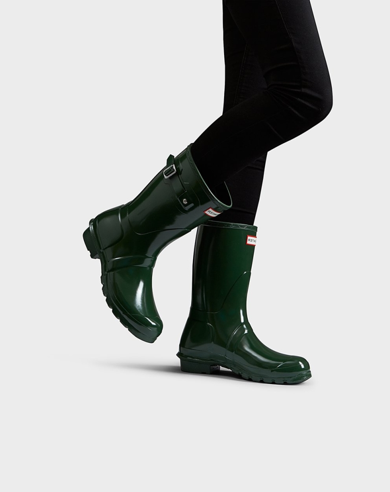 Hunter Original Gloss Kısa Yağmur Çizmesi Kadın Yeşil | 475623-SEP