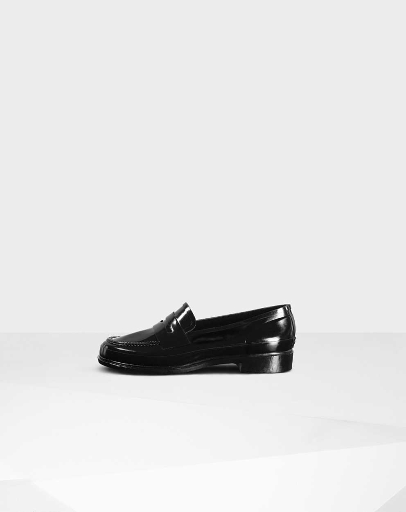 Hunter Original Gloss Penny Loafer Ayakkabı Kadın Siyah | 867951-BVF
