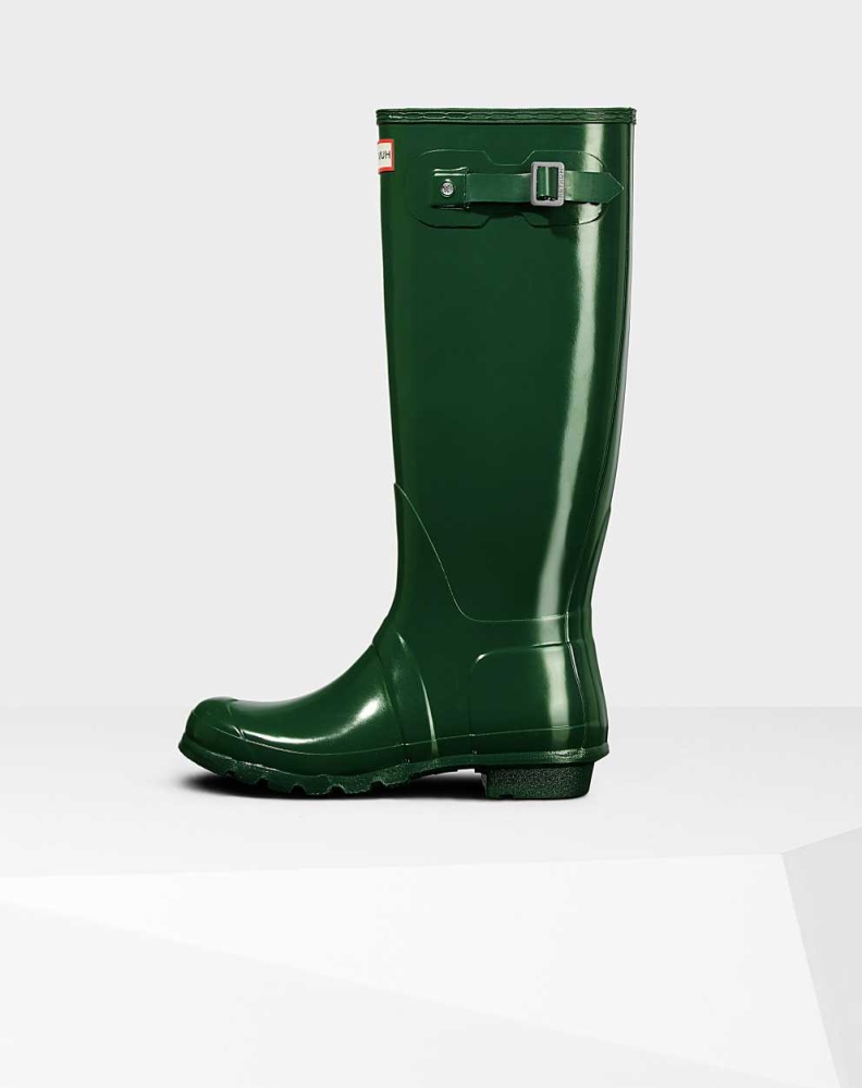 Hunter Original Gloss Wellington Uzun Yağmur Çizmesi Kadın Yeşil | 296753-IGP