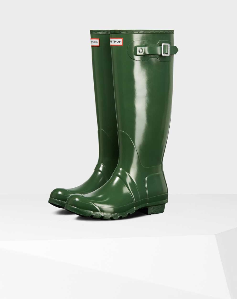 Hunter Original Gloss Wellington Uzun Yağmur Çizmesi Kadın Yeşil | 296753-IGP