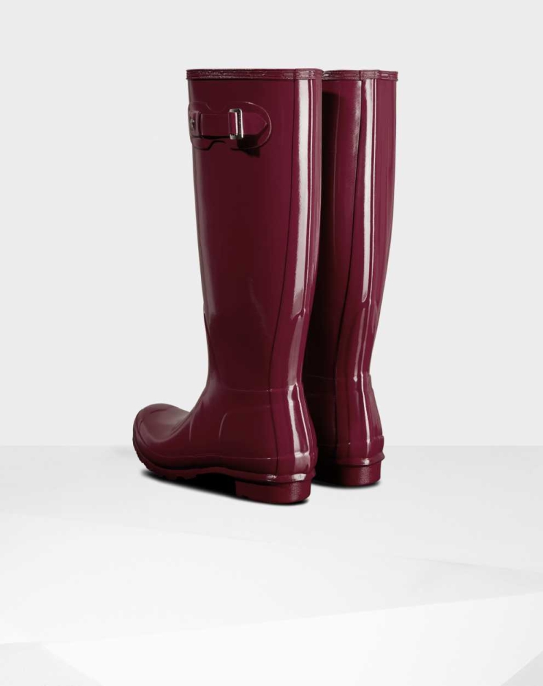Hunter Original Gloss Wellington Uzun Yağmur Çizmesi Kadın Bordo | 301268-HSO