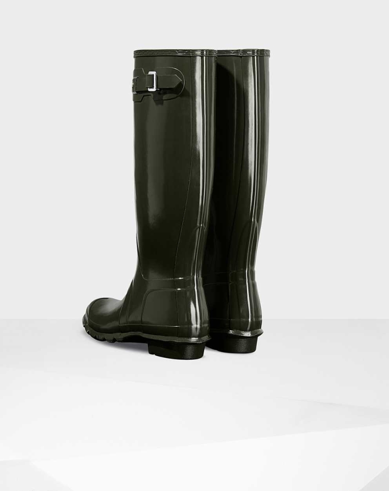 Hunter Original Gloss Wellington Uzun Yağmur Çizmesi Kadın Yeşil | 371246-IMO