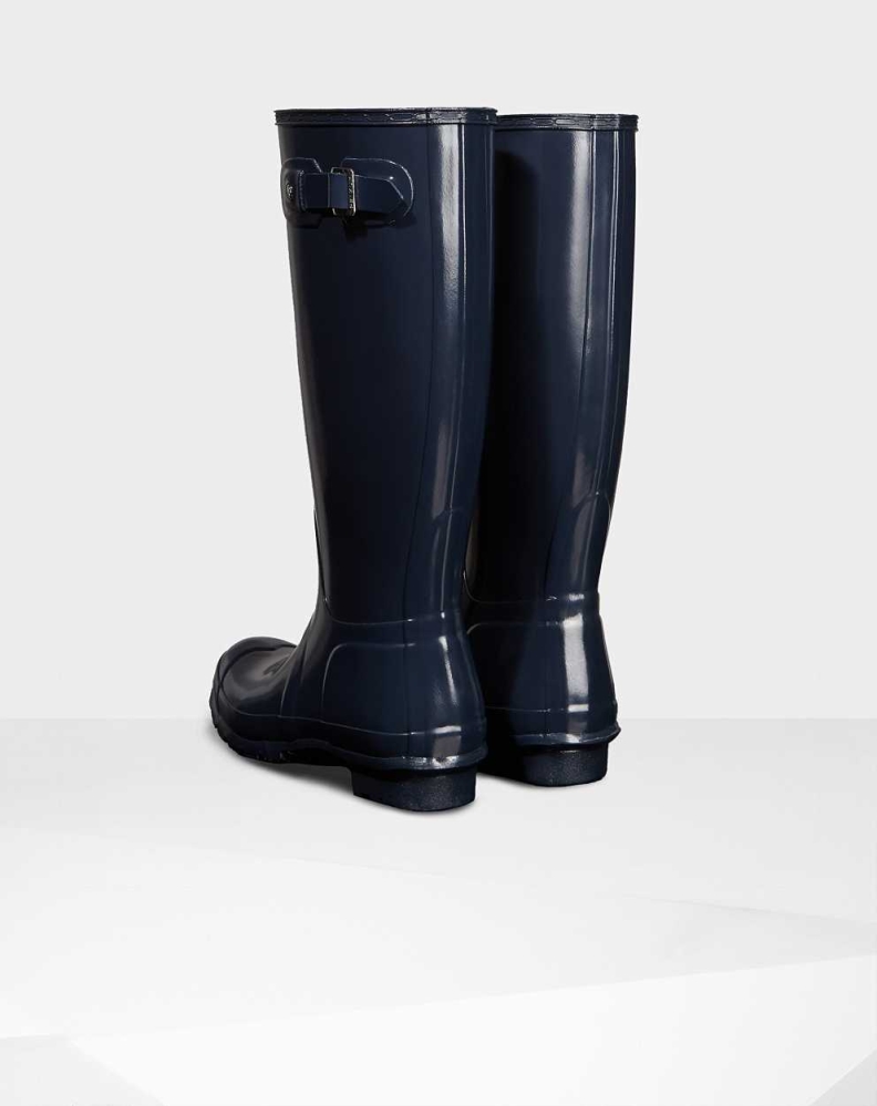 Hunter Original Gloss Wellington Uzun Yağmur Çizmesi Kadın Lacivert | 486537-MRW