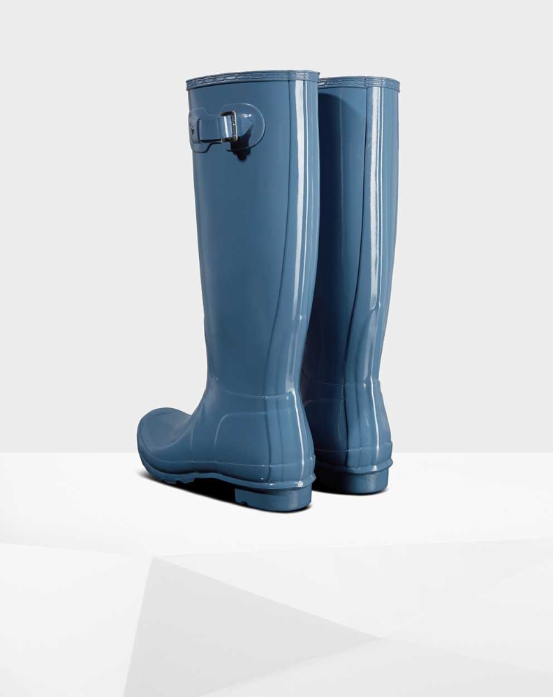 Hunter Original Gloss Wellington Uzun Yağmur Çizmesi Kadın Mavi | 571046-APT