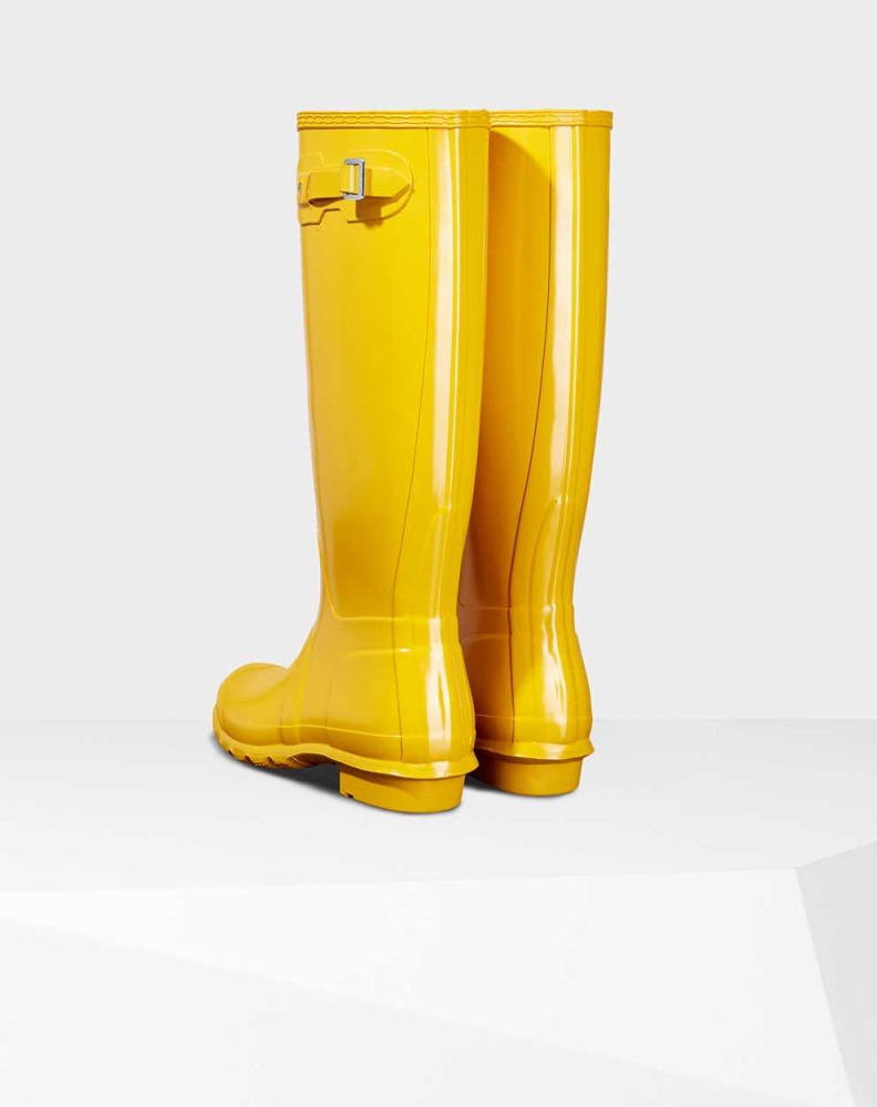 Hunter Original Gloss Wellington Uzun Yağmur Çizmesi Kadın Sarı | 832749-ARS