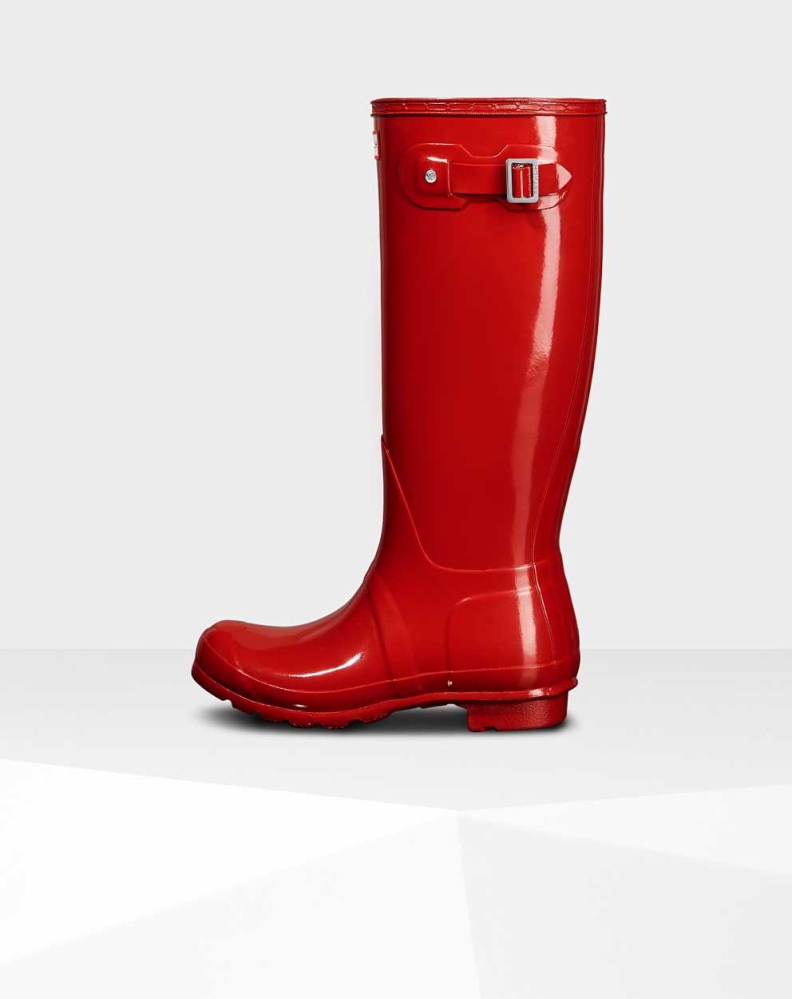 Hunter Original Gloss Wellington Uzun Yağmur Çizmesi Kadın Kırmızı | 915327-ORJ