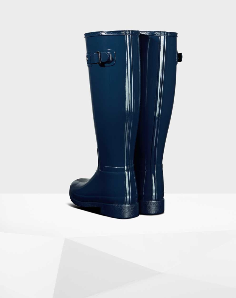 Hunter Original Refined Gloss Wellington Uzun Yağmur Çizmesi Kadın Mavi | 583297-VDC