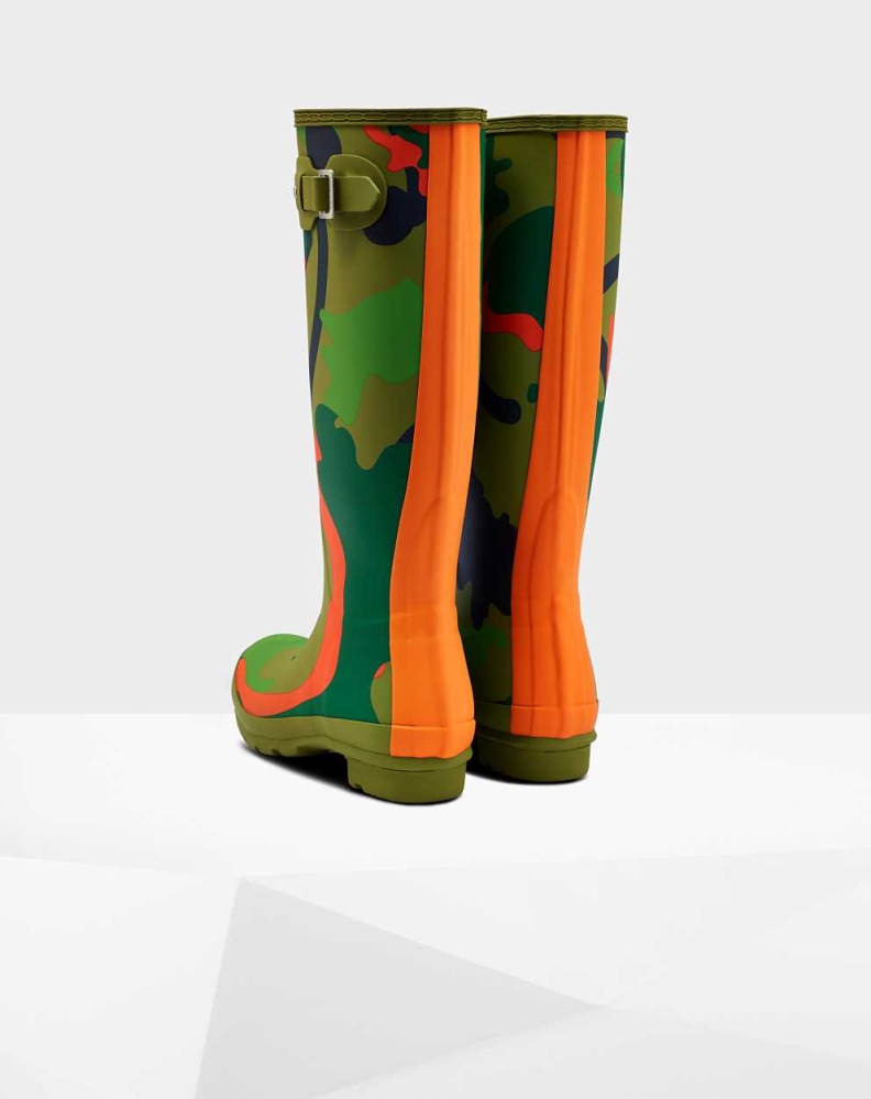 Hunter Original Rockpool Camo Wellington Uzun Yağmur Çizmesi Kadın Yeşil | 674059-RFQ