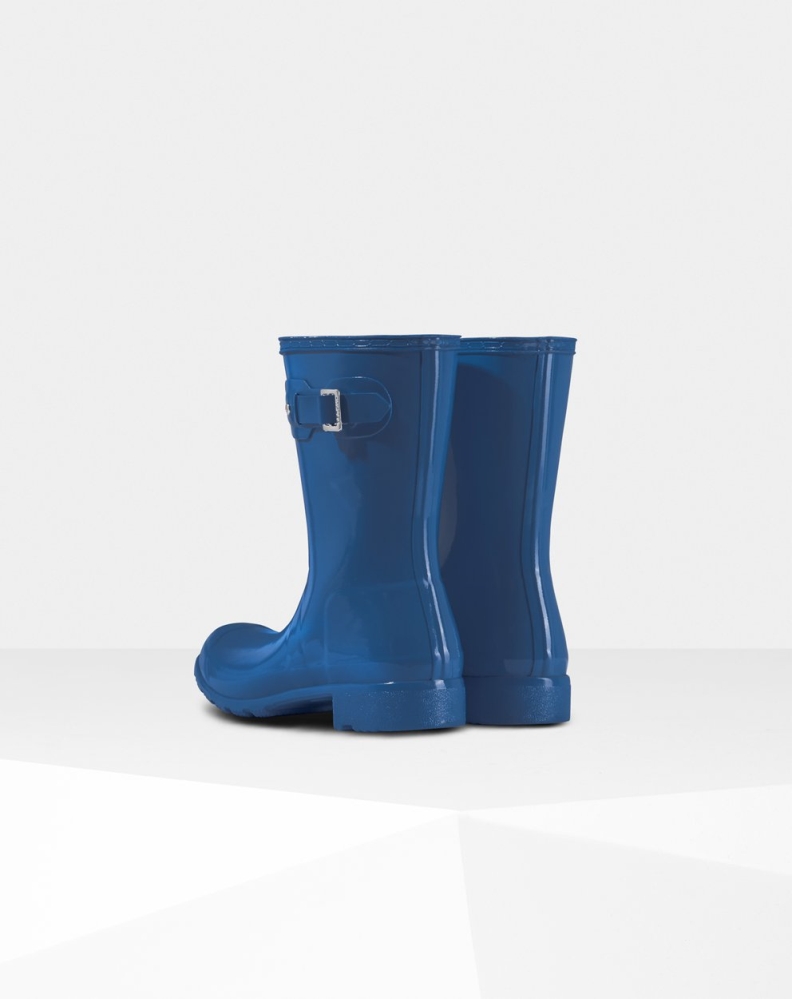 Hunter Original Tour Foldable Gloss Kısa Yağmur Çizmesi Kadın Mavi | 584920-JCO