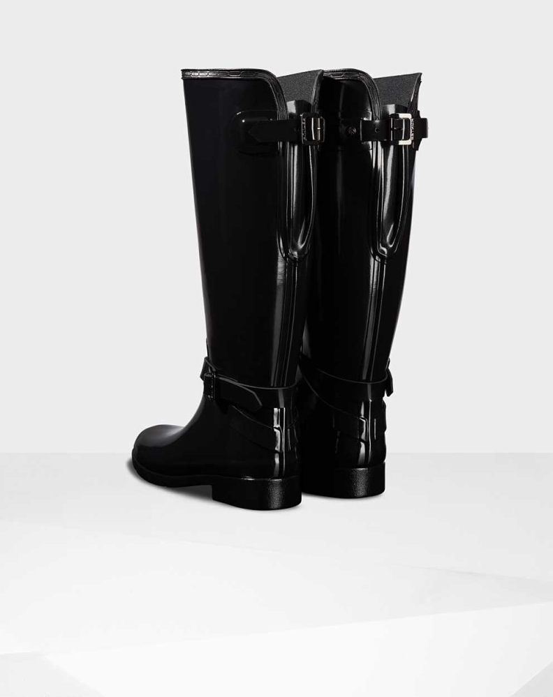 Hunter Refined Gloss Wellington Uzun Yağmur Çizmesi Kadın Siyah | 961425-MWU
