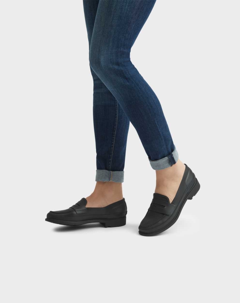 Hunter Refined Slim Fit Penny Loafer Ayakkabı Kadın Siyah | 178403-NDX