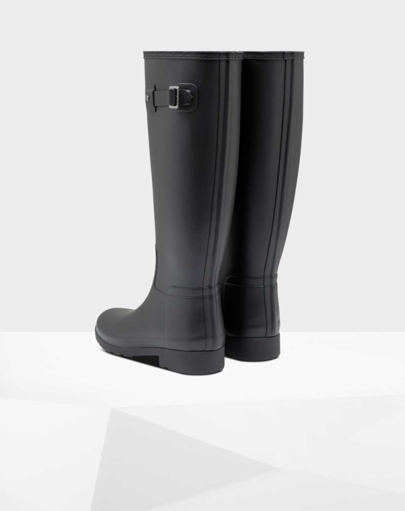 Hunter Refined Slim Fit Wellington Uzun Yağmur Çizmesi Kadın Siyah | 608279-SMO