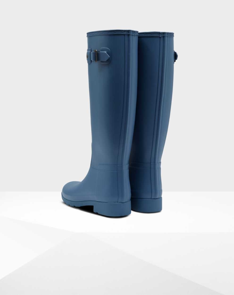 Hunter Refined Slim Fit Wellington Uzun Yağmur Çizmesi Kadın Mavi | 798241-LDX